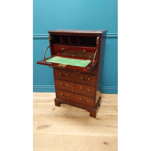 70 - Good quality Irish Georgian mahogany bureau chest of drawers with fitted interior raised on bracket ... 