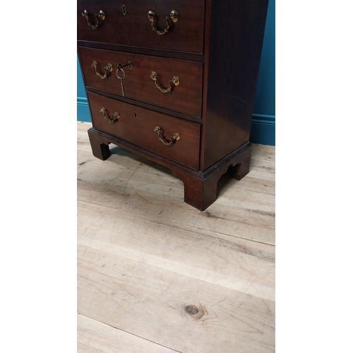 70 - Good quality Irish Georgian mahogany bureau chest of drawers with fitted interior raised on bracket ... 