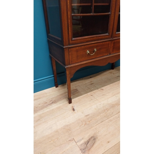 71 - Good quality Edwardian mahogany and satinwood inlaid display cabinet with two glazed doors above two... 