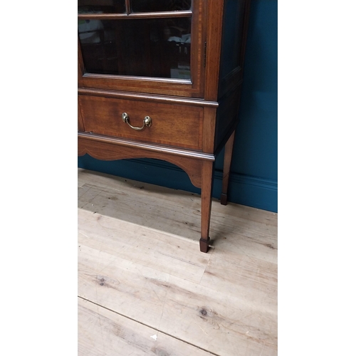 71 - Good quality Edwardian mahogany and satinwood inlaid display cabinet with two glazed doors above two... 