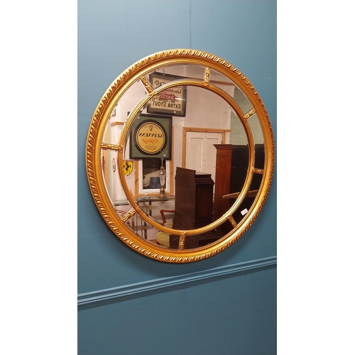 72 - Good quality giltwood circular wall mirror in the William IV style {100 cm Dia.}.