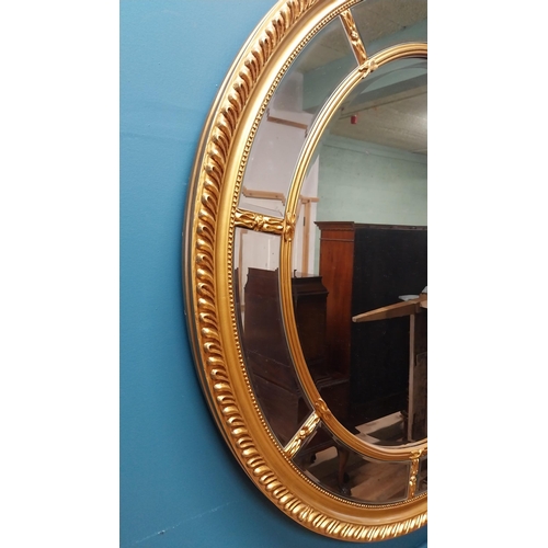 72 - Good quality giltwood circular wall mirror in the William IV style {100 cm Dia.}.