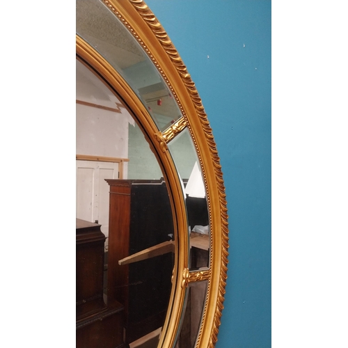 72 - Good quality giltwood circular wall mirror in the William IV style {100 cm Dia.}.