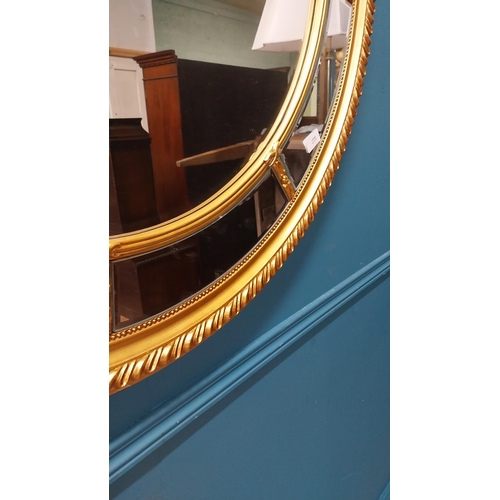 72 - Good quality giltwood circular wall mirror in the William IV style {100 cm Dia.}.