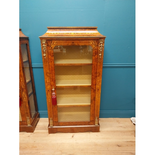 74 - Pair of exceptional quality French burr walnut pier cabinets with ormolu mounts raised on platform b... 