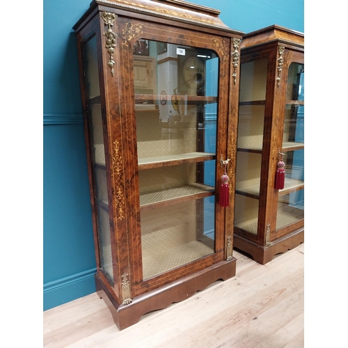 74 - Pair of exceptional quality French burr walnut pier cabinets with ormolu mounts raised on platform b... 