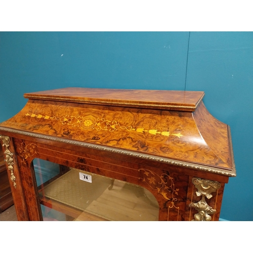 74 - Pair of exceptional quality French burr walnut pier cabinets with ormolu mounts raised on platform b... 