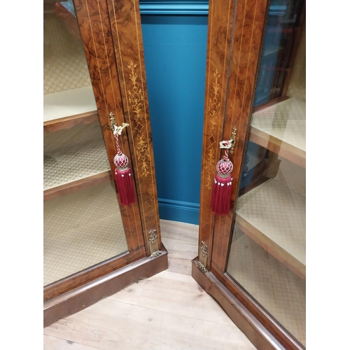 74 - Pair of exceptional quality French burr walnut pier cabinets with ormolu mounts raised on platform b... 