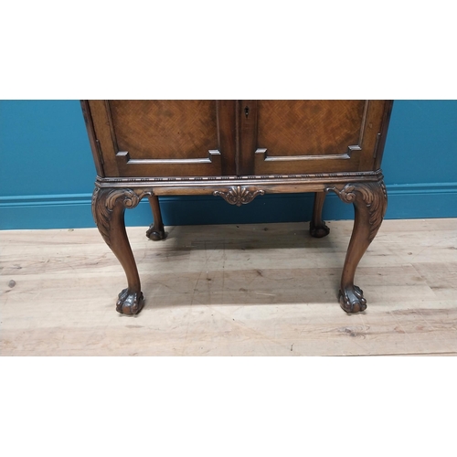 76 - Good quality Edwardian mahogany office cabinet on stand with fitted interior raised on cabriole legs... 