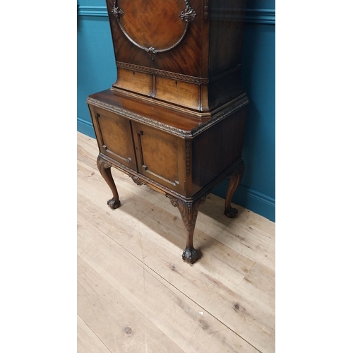 76 - Good quality Edwardian mahogany office cabinet on stand with fitted interior raised on cabriole legs... 