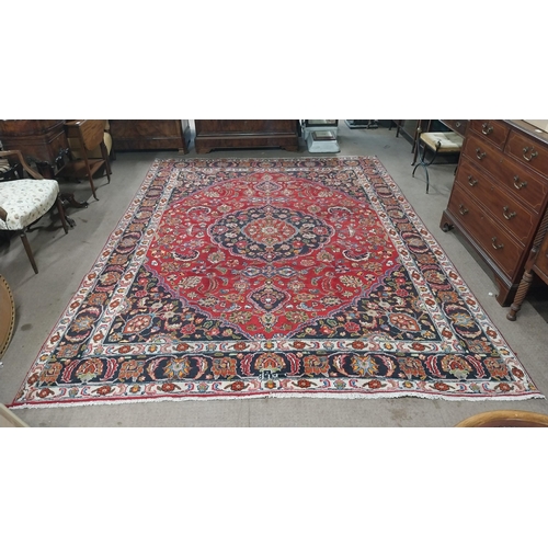 85 - Decorative Persian carpet square {349 cm L x 257 cm W }.