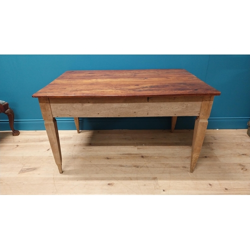 95 - 19th C. French oak and walnut kitchen table raised on square tapered legs {72 cm H x 125 cm W x 87 c... 