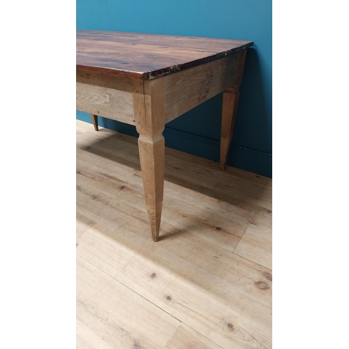 95 - 19th C. French oak and walnut kitchen table raised on square tapered legs {72 cm H x 125 cm W x 87 c... 