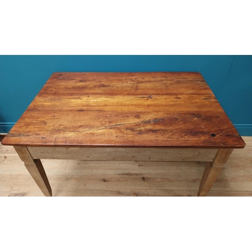 95 - 19th C. French oak and walnut kitchen table raised on square tapered legs {72 cm H x 125 cm W x 87 c... 