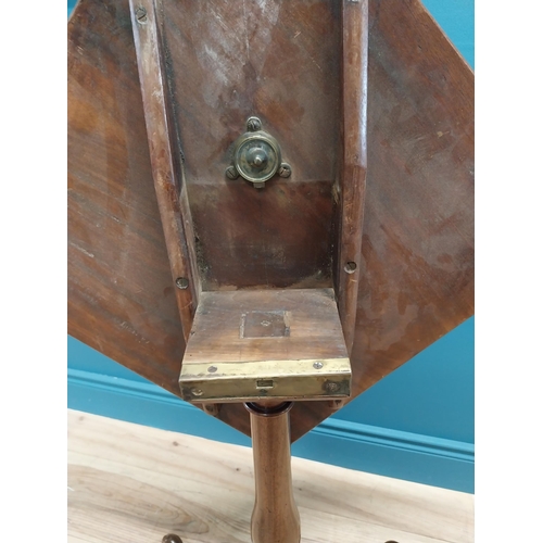 97 - 19th C. mahogany tilt top wine table raised on turned column and three outswept feet {69 cm H x 45 c... 