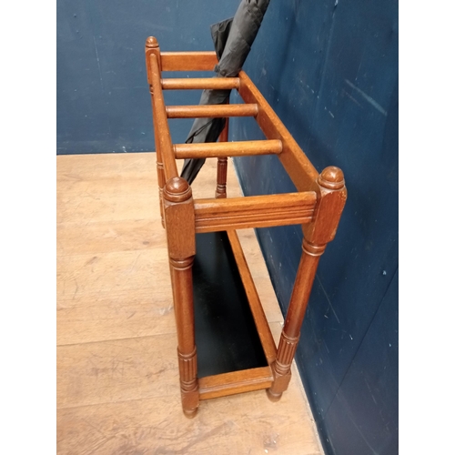 149 - Edwardian oak stick stand {H 70cm x W 77cm x D 27cm }.