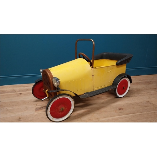 16 - Vintage metal child's pedal car {65 cm H x 106 cm W x 50 cm D}.