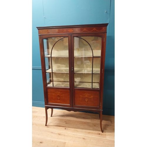 166 - Good quality Edwardian mahogany and satinwood inlaid display cabinet with two glazed doors raised on... 