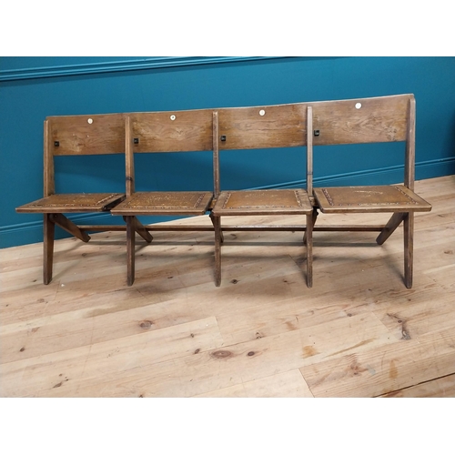 17 - Early 20th C. oak folding bench {83 cm H x 185 cm W x 70 cm D}.