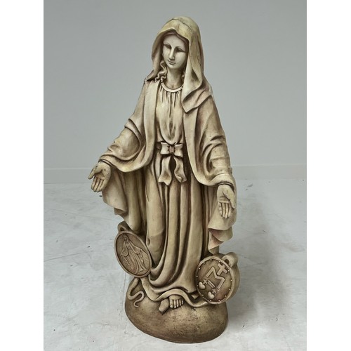 208 - Resin statue of Our lady damaged {H 120cm x W 55cm x D 30cm }.