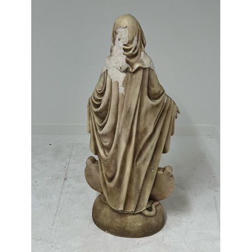 208 - Resin statue of Our lady damaged {H 120cm x W 55cm x D 30cm }.