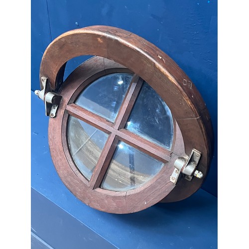 388 - Wooden hinged porthole window {Dia 50cm }.