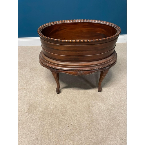 354 - Edwardian carved mahogany wine cooler raised on cabriole legs {38cm H x 76cm W x  55cm D}