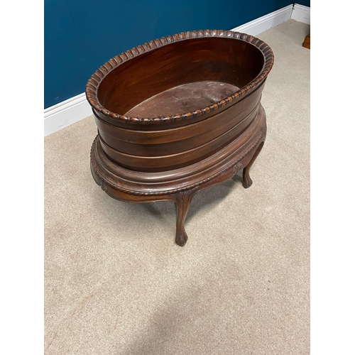 354 - Edwardian carved mahogany wine cooler raised on cabriole legs {38cm H x 76cm W x  55cm D}