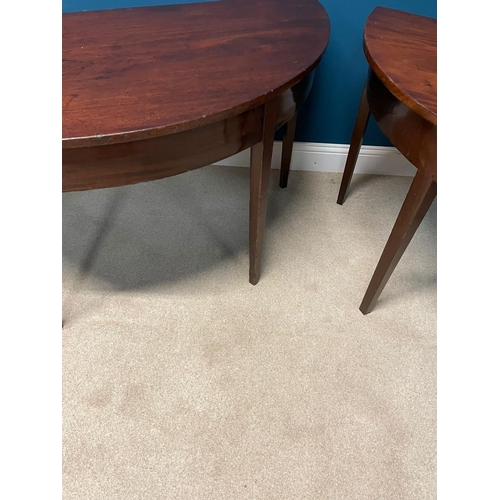 374 - Pair of Georgian mahogany side tables raised on square tapered legs {74cm H x  130cm W x 66cm D}