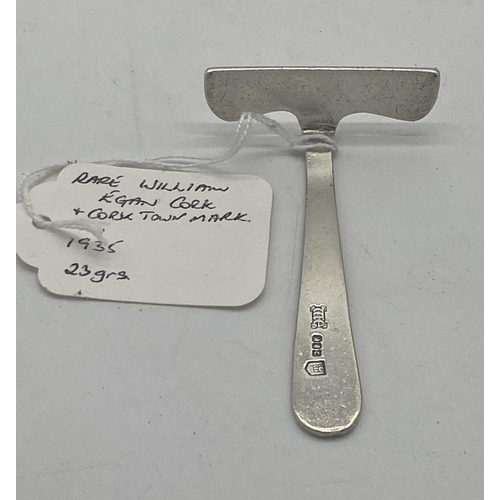 1352 - Rare Irish silver baby's food scrapper Engraved with the name Dermot. Hallmarked in Cork with Cork t... 