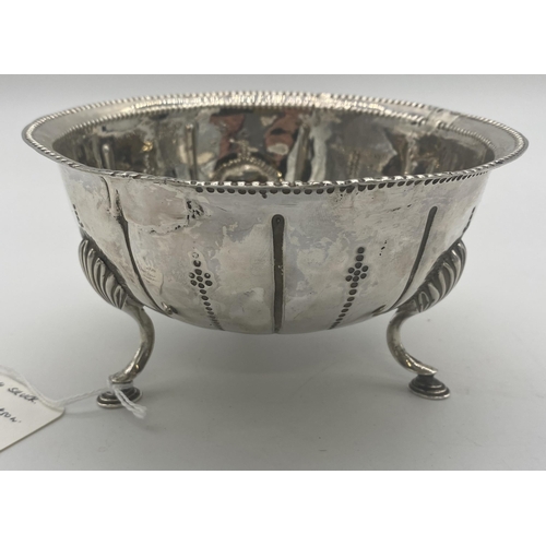 1353 - Rare Irish silver sugar bowl raised on shell capped scroll legs terminating on hoof feet. Hallmarked... 