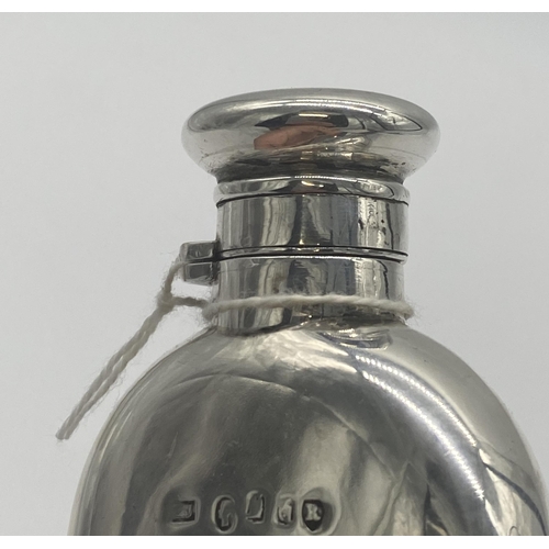 1355 - Irish silver hip flask, with removable spirit cup, the interior with original gilding, the exterior ... 