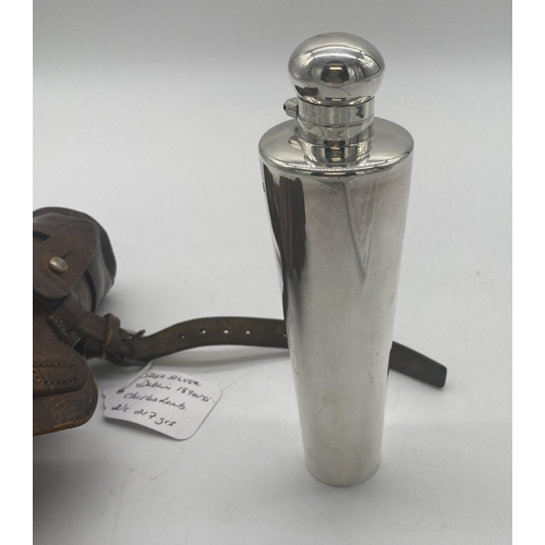 1357 - Irish silver campaign hip flask of tapered cylindrical form, the base engraved with the name W. Sext... 