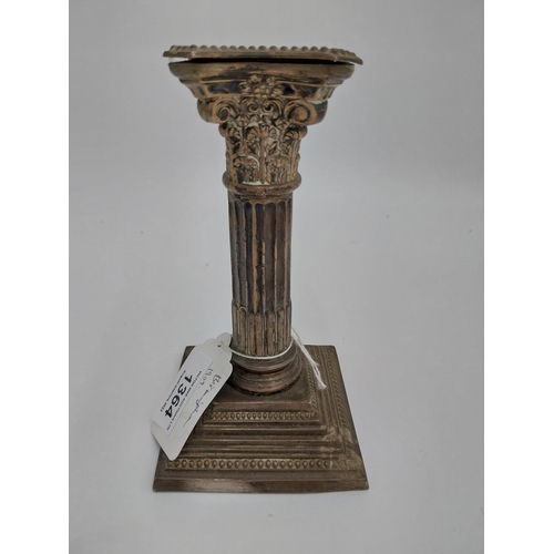 1364 - Pair of English packed silver Corinthian column candlesticks. Hallmarked in Birmingham 1909. Maker W... 