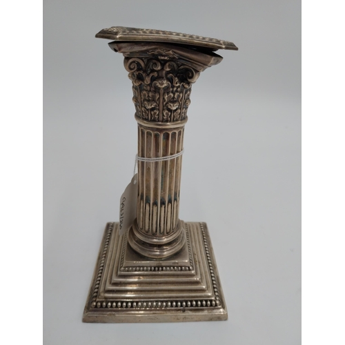 1365 - Pair of English packed silver Corinthian column candlesticks. Hallmarked in Sheffield. Maker's mark ... 