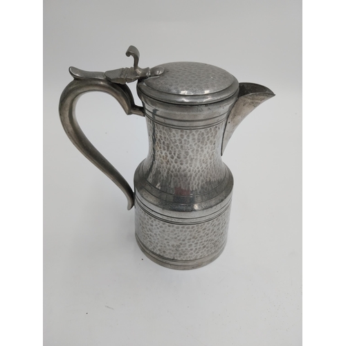 1368 - Vintage English Pewter five piece tea set with hammered pattern, stamped Craftsman Pewter Sheffield.... 