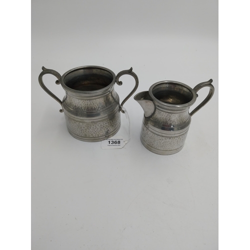 1368 - Vintage English Pewter five piece tea set with hammered pattern, stamped Craftsman Pewter Sheffield.... 