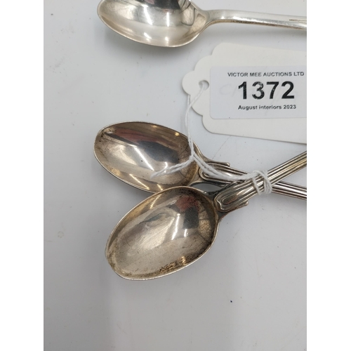 1372 - Two English silver teaspoons. Hallmarked in London 1861 Maker Chawner & Co (George William Adams). W... 