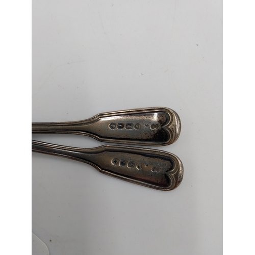 1372 - Two English silver teaspoons. Hallmarked in London 1861 Maker Chawner & Co (George William Adams). W... 