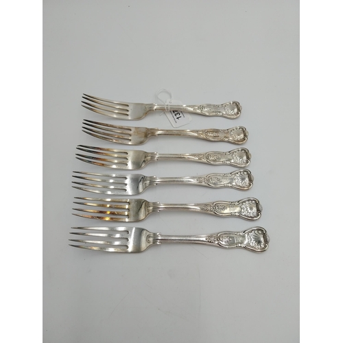 1377 - Set of six EPNS Kings Pattern dinner forks . { 20.5cm L }.