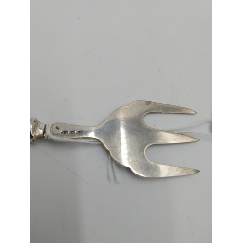 1378 - Neat English silver handled fish fork. Hallmarked in Birmingham 1916. Maker possibly Francis Clark. ... 