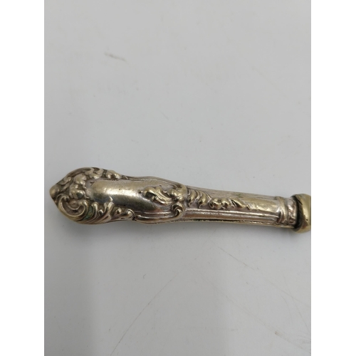 1378 - Neat English silver handled fish fork. Hallmarked in Birmingham 1916. Maker possibly Francis Clark. ... 