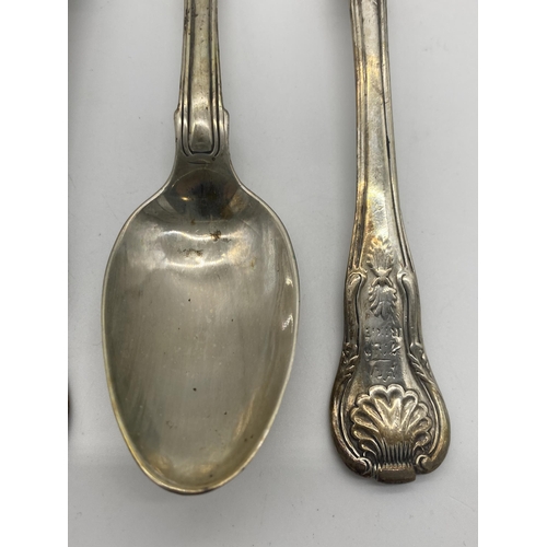 1381 - Set of six Irish Georgian silver Kings Pattern dessert spoons. Hallmarked in Dublin 1826 Maker T. Fa... 