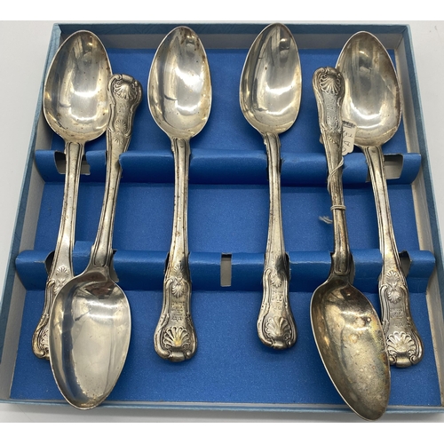 1382 - Set of six Irish Georgian silver Kings Pattern serving spoons. Hallmarked in Dublin 1826 Maker T. Fa... 