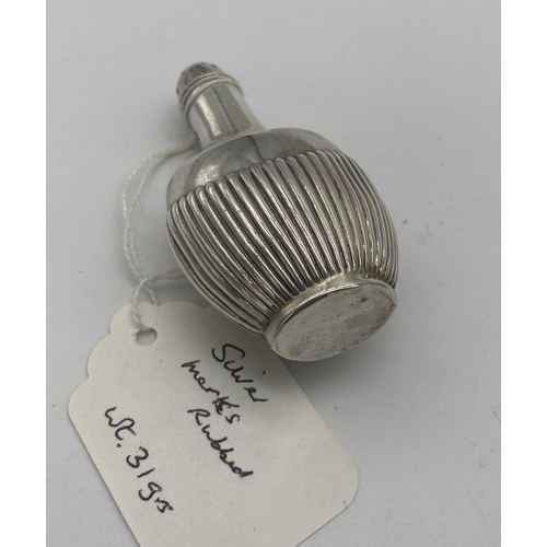 1414 - English silver pepper pot, Hallmarked in Birmingham 1941 Makers mark rubbed. Wt: 37grs. { 7.5cm H X ... 