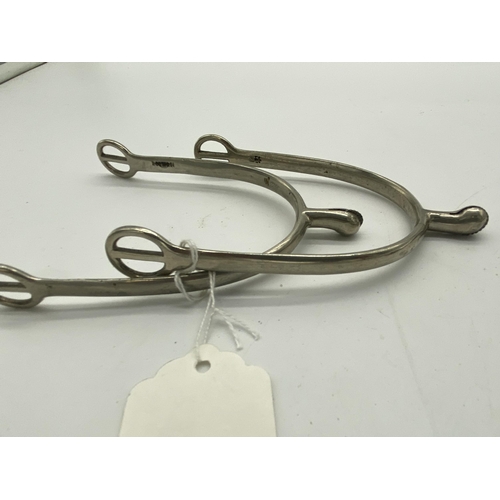 1416 - Pair of vintage Rostfrei spurs and a pair of Best Super Nickel spurs Made in England.