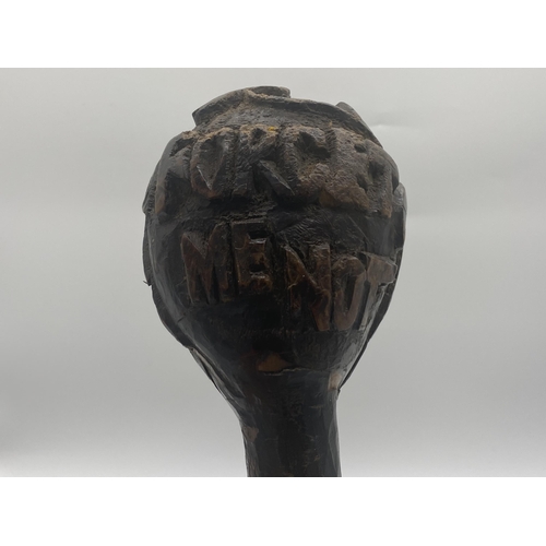 1433 - Commemorative 1798 hand carved cudgel, decorated with a harp, shamrocks and 1798 pike and Forget Me ... 