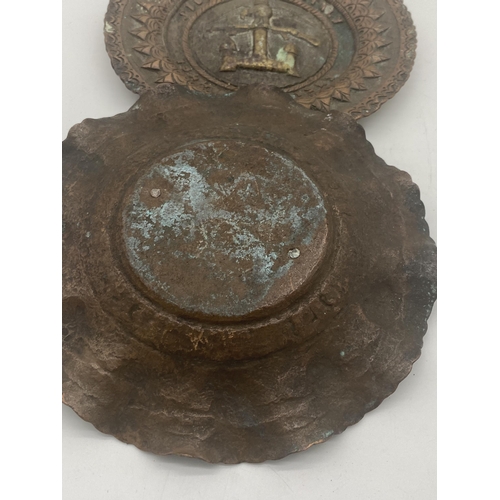 1434 - Pair of American Battalion Victory campaign plates - Sicily Italy 1943 - 44. { 16cm Dia }