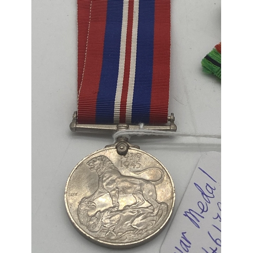 1436 - World War II Defence Medal and War Medal with ribbons.