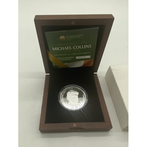 1463 - 90th.  Anniversary Michael Collins 1890-1922 Silver Proof �10 coin in presentation case and with Cer... 